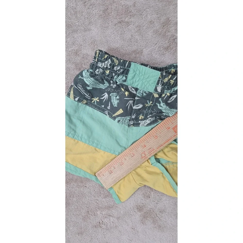 Patagonia swim shorts toddler size 3T Green Yellow Worn Wear 60310S EUC